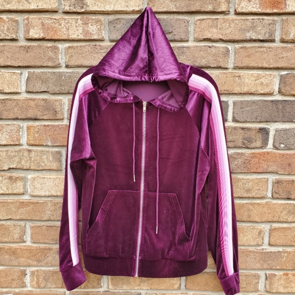 Forever 21 Velvet Zipper Hoodie Size Medium